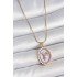 316L Steel Gold Color Chain Purple Enameled Pearl Zircon Stone Flower Embroidered Portrait Model Women's Necklace