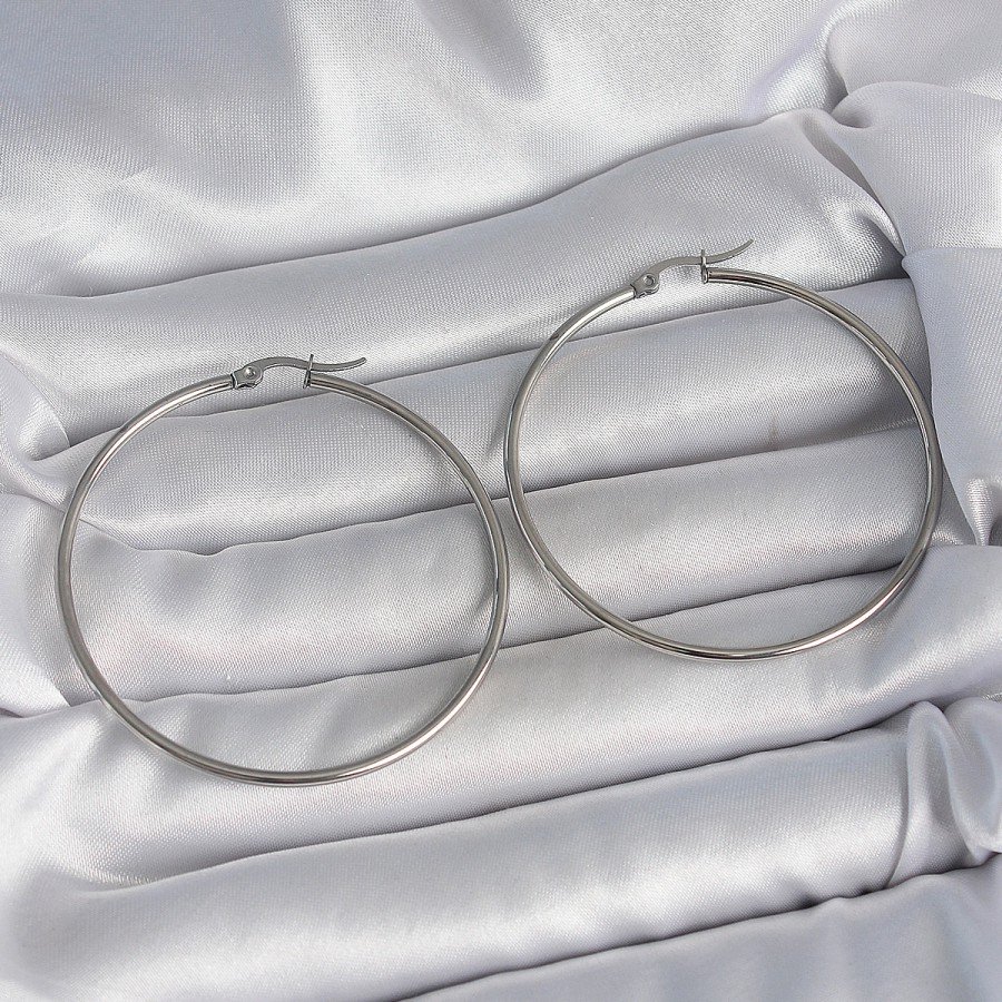 316 Steel Silver Color 53 mm Hoop Model Women s Earrings