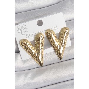 316 Steel Gold Color Embroidered Heart Model Women's Earrings