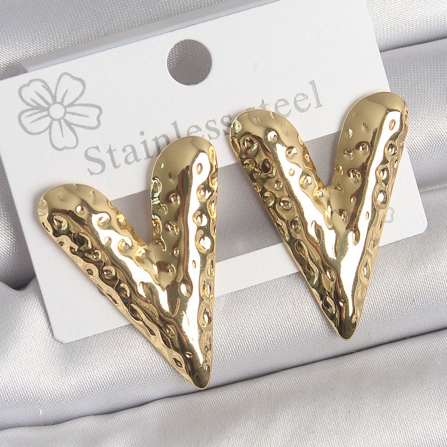 316 Steel Gold Color Embroidered Heart Model Women s Earrings 316 Steel Gold Color Embroidered Heart Model Women s Earrings