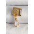 316L Steel Gold Color Dangle Drop Zircon Stone Nomination Charm