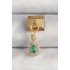 316L Steel Gold Color Dangle Drop Green Zircon Stone Nomination Charm
