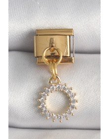 316L Steel Gold Color Zircon Stone Hanging Sun Model Nomination Charm