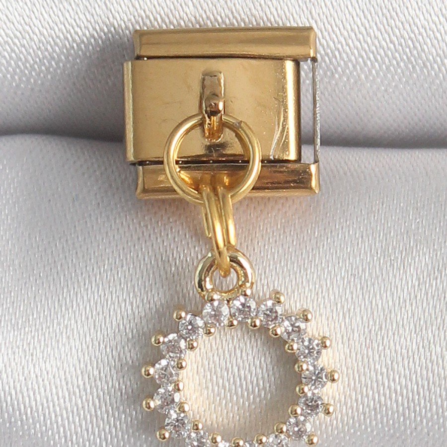 316L Steel Gold Color Zircon Stone Hanging Sun Model Nomination Charm