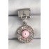 316L Steel Silver Color Dangle Zircon Stone Pink Eye Model Nomination Charm