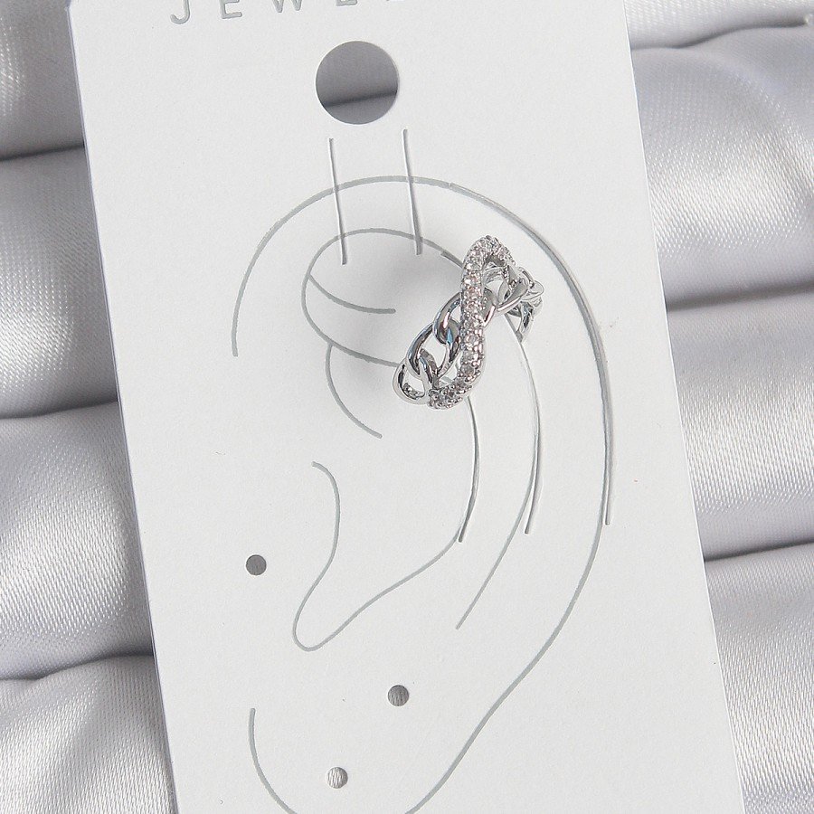 Brass Silver Color Zircon Stone Chain Infinity Model Women s Cartilage Earrings