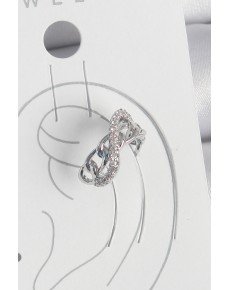 Brass Silver Color Zircon Stone Chain Infinity Model Women's Cartilage Earring