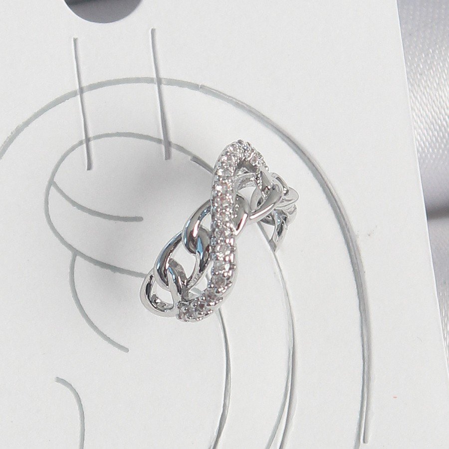 Brass Silver Color Zircon Stone Chain Infinity Model Women s Cartilage Earrings