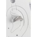 Brass Silver Color Zircon Stone 3-Piece Row Women s Cartilage Earrings