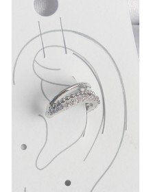 Brass Silver Color Zircon Stone 3-Piece Row Women's Cartilage Earrings