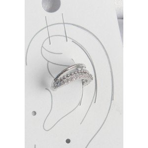 Brass Silver Color Zircon Stone 3-Piece Row Women's Cartilage Earrings
