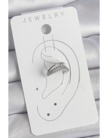 Brass Silver Color Zircon Stone 3-Piece Row Women's Cartilage Earrings