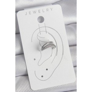 Brass Silver Color Zircon Stone 3-Piece Row Women's Cartilage Earrings