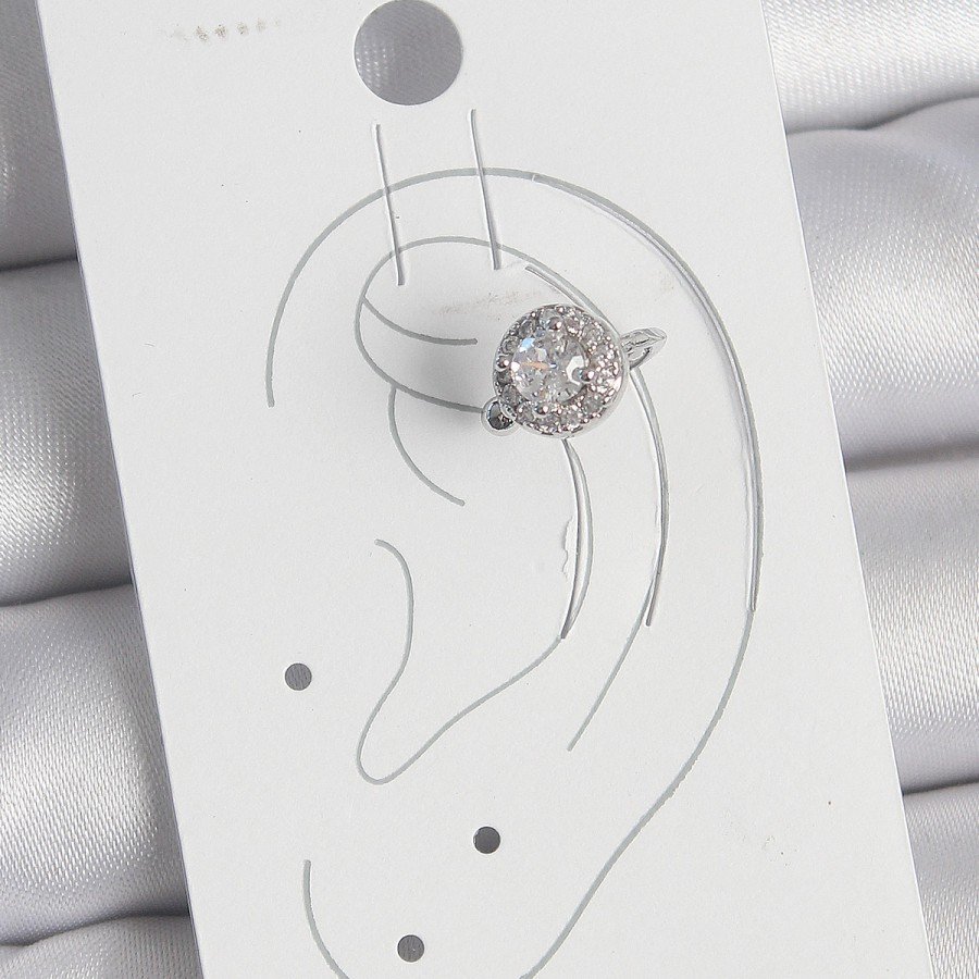 Brass Silver Color Zircon Stone Women s Cartilage Model Earrings