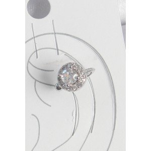 Brass Silver Color Zircon Stone Women's Cartilage Model Earrings