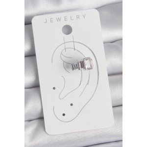 Brass Silver Color Square Zircon Stone Women's Cartilage Model Earrings