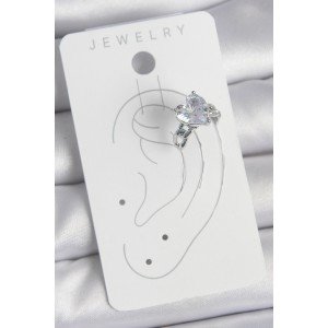 Brass Silver Color Zircon Stone Heart Model Women's Cartilage Earring