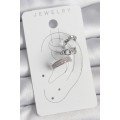 Brass Silver Color Zircon Stone 3-Piece Chain Spiral Model Women s Cartilage Earrings