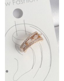 Brass Gold Color Zircon Stone 3-Piece Row Model Women's Cartilage Earrings