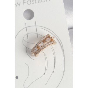 Brass Gold Color Zircon Stone 3-Piece Row Model Women's Cartilage Earrings