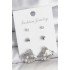Brass Silver Color Zircon Stone Detailed Pearl Detailed Sea Shell Model 3 Pairs Women's Earrings