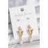 Brass Gold Color Zircon Stone Pearl Pendant Heart Model 3 Pair Women's Earring Set