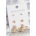 Brass Gold Color Zircon Stone Pearl Detailed Sea Shell Model 3 Pair Women's Earring Set