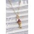 Gold Color Brass Necklace with Pearl Detailed Zircon Stone and Rainbow Fish Figure