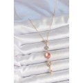 Brass Chain Pink Gold Color Zircon Stone Y Necklace