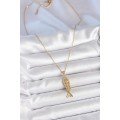 316L Steel Chain Gold Color Zircon Stone Fish Figure Necklace