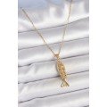 316L Steel Chain Gold Color Zircon Stone Fish Figure Necklace