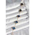 316L Steel Pearlescent Navy Blue Gold Color Clover Women s Bracelet