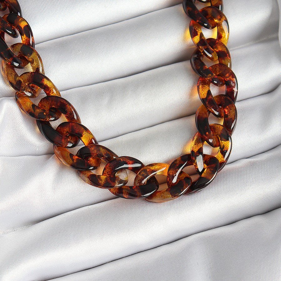 Leopard Patterned Mica Thick Chain Women s Necklace Leopard Patterned Mica Thick Chain Women s Necklace