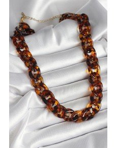 Leopard Patterned Mica Thick Chain Women's Necklace