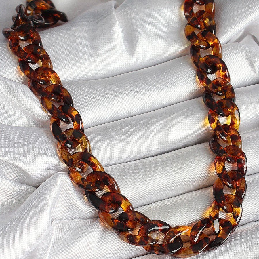 Leopard Patterned Mica Thick Chain Women s Necklace Leopard Patterned Mica Thick Chain Women s Necklace