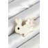 Gold Color Women's Brooch with Enameled Flower Detail and Cream Rabbit Figure