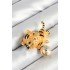 Gold Color Women's Brooch with Zircon Stone, Black Stripes, Orange Tiger Figure