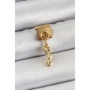 316L Steel Dangle Sea Horse Model Gold Color Nomination Charm