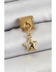 316L Steel Dangle Zircon Stone Star Model Gold Color Nomination Charm