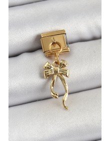 316L Steel Dangle Long Bow Model Gold Color Nomination Charm