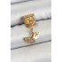316L Steel Dangle Zircon Stone Fish Tail Model Gold Color Nomination Charm