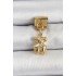 316L Steel Dangle Zircon Stone Teddy Bear Model Gold Color Nomination Charm