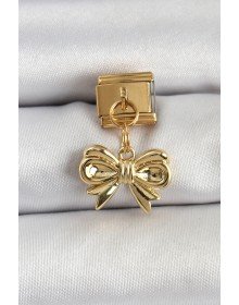 316L Steel Dangle Bow Model Gold Color Nomination Charm