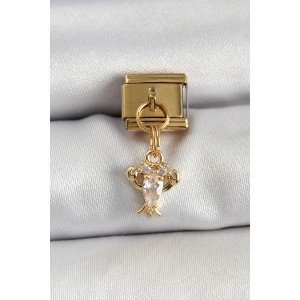 316L Steel Pendant Zircon Stone Crab Model Gold Color Nomination Charm