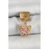 316L Steel Dangle Zircon Stone Butterfly Model with Flower Figure Gold Color Nomination Charm