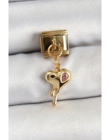 316L Steel Dangle Zircon Stone Melting Heart Model Gold Color Nomination Charm