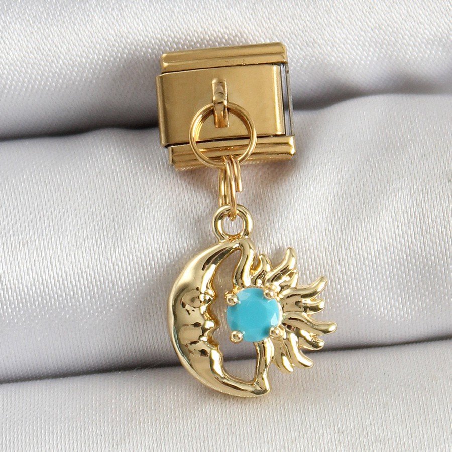 316L Steel Pendant Moon And Sun Model Gold Color Nomination Charm