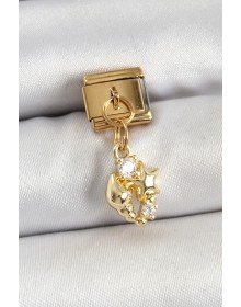 316L Steel Dangle Zircon Stone Shell and Star Model Gold Color Nomination Charm