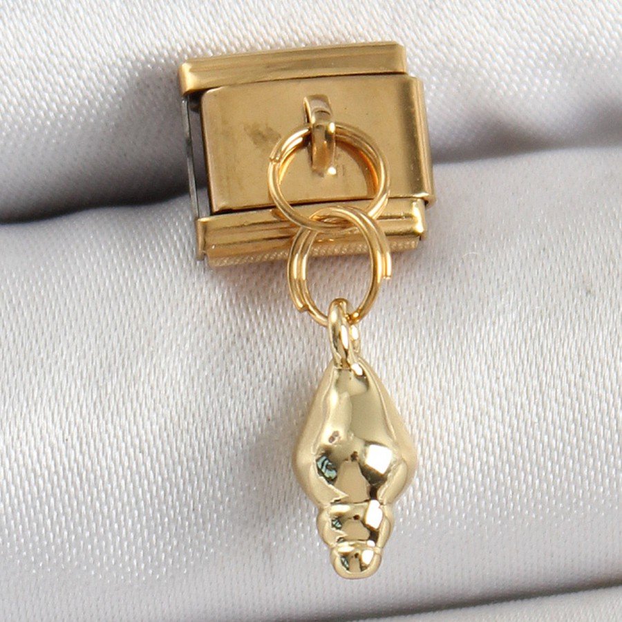 316L Steel Pendant Shell Model Gold Color Nomination Charm