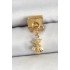 316L Steel Dangle Zircon Stone Starfish And Oyster Model Gold Color Nomination Charm